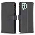 For Samsung Galaxy A22 4G 9 Card Slots Zipper Wallet Leather Flip Phone Case(Black) - 1