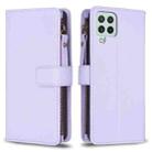 For Samsung Galaxy A22 4G 9 Card Slots Zipper Wallet Leather Flip Phone Case(Light Purple) - 1