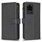 For Samsung Galaxy S20 Ultra 9 Card Slots Zipper Wallet Leather Flip Phone Case(Black) - 1