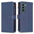 For Samsung Galaxy S22+ 5G 9 Card Slots Zipper Wallet Leather Flip Phone Case(Blue) - 1