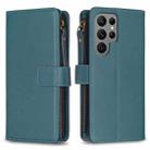 For Samsung Galaxy S23 Ultra 5G 9 Card Slots Zipper Wallet Leather Flip Phone Case(Green) - 1