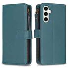 For Samsung Galaxy S23 FE 5G 9 Card Slots Zipper Wallet Leather Flip Phone Case(Green) - 1