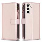 For Samsung Galaxy S23 FE 5G 9 Card Slots Zipper Wallet Leather Flip Phone Case(Rose Gold) - 1