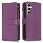 For Samsung Galaxy A15 9 Card Slots Zipper Wallet Leather Flip Phone Case(Dark Purple) - 1
