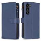 For Samsung Galaxy S24+ 5G 9 Card Slots Zipper Wallet Leather Flip Phone Case(Blue) - 1
