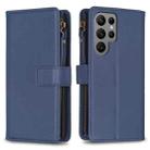 For Samsung Galaxy S24 Ultra 5G 9 Card Slots Zipper Wallet Leather Flip Phone Case(Blue) - 1