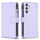For Samsung Galaxy A35 9 Card Slots Zipper Wallet Leather Flip Phone Case(Light Purple) - 1