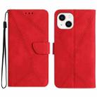 For iPhone 15 Plus Stitching Embossed Leather Phone Case(Red) - 1