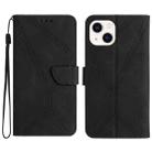 For iPhone 15 Plus Stitching Embossed Leather Phone Case(Black) - 1