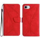 For iPhone SE 2024 Stitching Embossed Leather Phone Case(Red) - 1