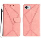 For iPhone SE 2024 Stitching Embossed Leather Phone Case(Pink) - 1