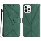 For iPhone 16 Pro Stitching Embossed Leather Phone Case(Green) - 1