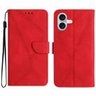 For iPhone 16 Plus Stitching Embossed Leather Phone Case(Red) - 1