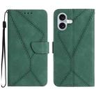 For iPhone 16 Plus Stitching Embossed Leather Phone Case(Green) - 1