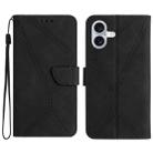 For iPhone 16 Stitching Embossed Leather Phone Case(Black) - 1