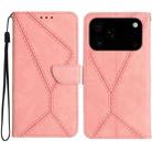 For iPhone 17 Pro Max Stitching Embossed Leather Phone Case(Pink) - 1