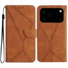 For iPhone 17 Pro Max Stitching Embossed Leather Phone Case(Brown) - 1