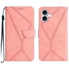 For iPhone 17 Stitching Embossed Leather Phone Case(Pink) - 1