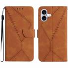 For iPhone 17 Stitching Embossed Leather Phone Case(Brown) - 1