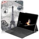 For Microsoft Surface Go 2 / Surface Go Colored Drawing Voltage Elastic Texture Horizontal Flip Leather Case with Holder(Eiffel Tower) - 1