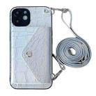 For iPhone 12 Crocodile Texture Lanyard Card Slot Phone Case(Silver) - 1