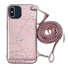 For iPhone XS Max Crocodile Texture Lanyard Card Slot Phone Case(Rose Gold) - 1