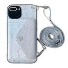 For iPhone 8 Plus / 7 Plus Crocodile Texture Lanyard Card Slot Phone Case(Silver) - 1