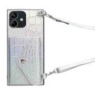 For Samsung Galaxy A04 Crocodile Texture Lanyard Card Slot Phone Case(Silver) - 1
