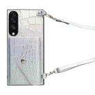 For Samsung Galaxy A30s Crocodile Texture Lanyard Card Slot Phone Case(Silver) - 1