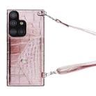 For Samsung Galaxy A51 Crocodile Texture Lanyard Card Slot Phone Case(Rose Gold) - 1