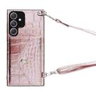 For Samsung Galaxy A54 Crocodile Texture Lanyard Card Slot Phone Case(Rose Gold) - 1