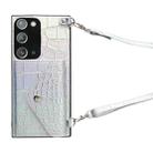 For Samsung Galaxy Note20 Crocodile Texture Lanyard Card Slot Phone Case(Silver) - 1