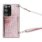 For Samsung Galaxy Note20 Crocodile Texture Lanyard Card Slot Phone Case(Rose Gold) - 1