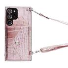 For Samsung Galaxy Note20 Ultra Crocodile Texture Lanyard Card Slot Phone Case(Rose Gold) - 1