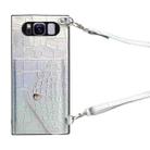 For Samsung Galaxy S8+ Crocodile Texture Lanyard Card Slot Phone Case(Silver) - 1