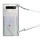 For Samsung Galaxy S10+ Crocodile Texture Lanyard Card Slot Phone Case(Silver) - 1