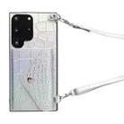 For Samsung Galaxy S20 Ultra Crocodile Texture Lanyard Card Slot Phone Case(Silver) - 1