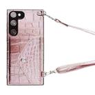 For Samsung Galaxy S20 FE Crocodile Texture Lanyard Card Slot Phone Case(Rose Gold) - 1