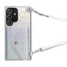 For Samsung Galaxy S21 Ultra 5G Crocodile Texture Lanyard Card Slot Phone Case(Silver) - 1