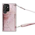 For Samsung Galaxy S21 Ultra 5G Crocodile Texture Lanyard Card Slot Phone Case(Rose Gold) - 1