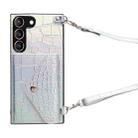 For Samsung Galaxy S21+ 5G Crocodile Texture Lanyard Card Slot Phone Case(Silver) - 1