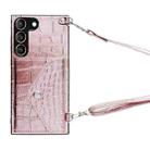 For Samsung Galaxy S21+ 5G Crocodile Texture Lanyard Card Slot Phone Case(Rose Gold) - 1