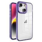 For iPhone 14 Crystal TPU + PC Electroplated Lens Frame Phone Case(Purple) - 1