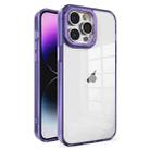 For iPhone 14 Pro Crystal TPU + PC Electroplated Lens Frame Phone Case(Purple) - 1