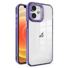 For iPhone 12 Crystal TPU + PC Electroplated Lens Frame Phone Case(Purple) - 1