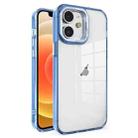 For iPhone 12 Crystal TPU + PC Electroplated Lens Frame Phone Case(Blue) - 1