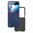 For Motorola Razr 50 ABEEL Genuine Leather Luolai Series Phone Case(Dark Blue) - 1