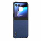 For Motorola Razr 50 ABEEL Genuine Leather Luolai Series Phone Case(Dark Blue) - 2