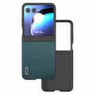 For Motorola Razr 50 ABEEL Genuine Leather Luolai Series Phone Case(Dark Green) - 1