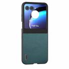 For Motorola Razr 50 ABEEL Genuine Leather Luolai Series Phone Case(Dark Green) - 2